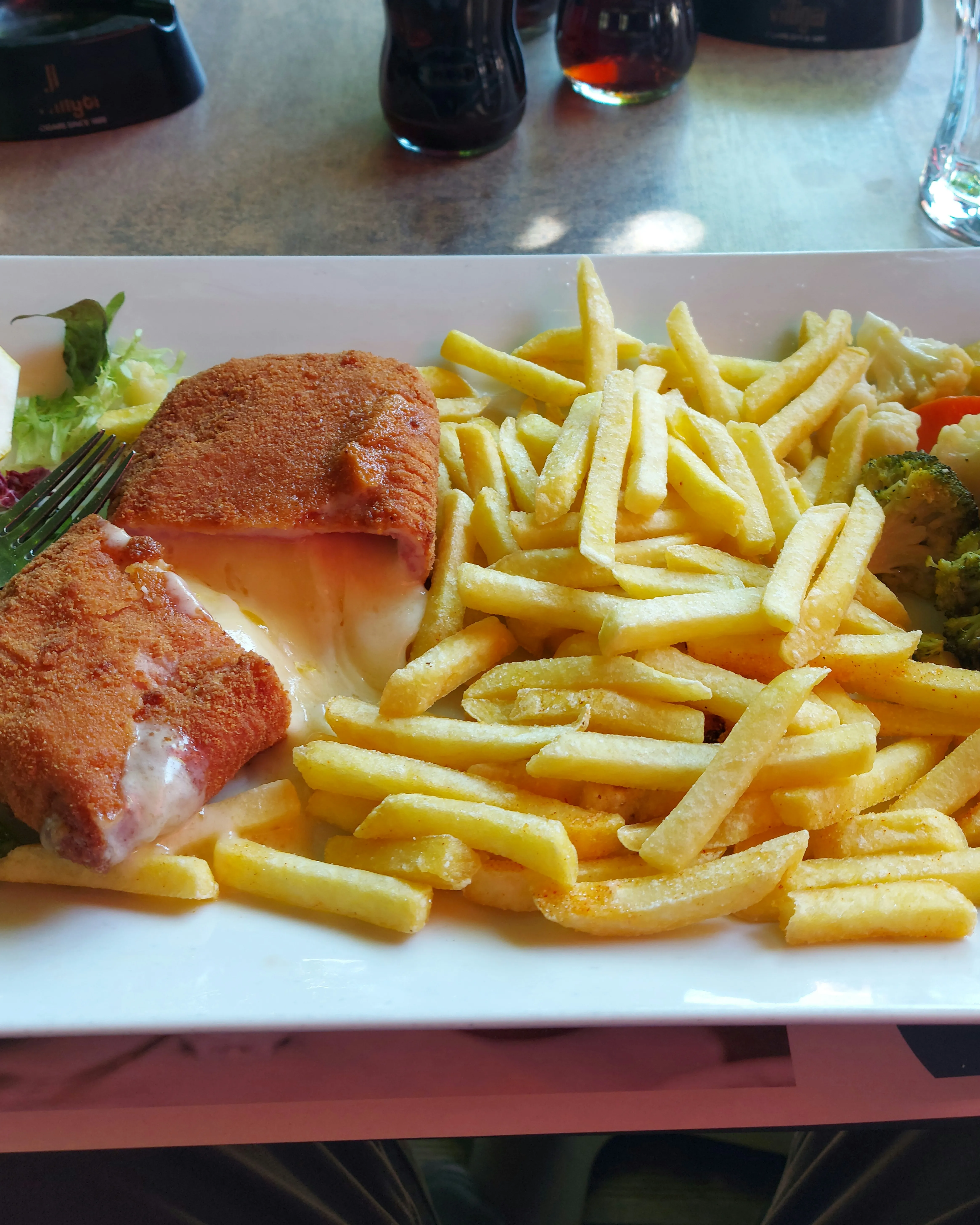 Cordon bleu cut open – the cheese in the center wasn't fully melted