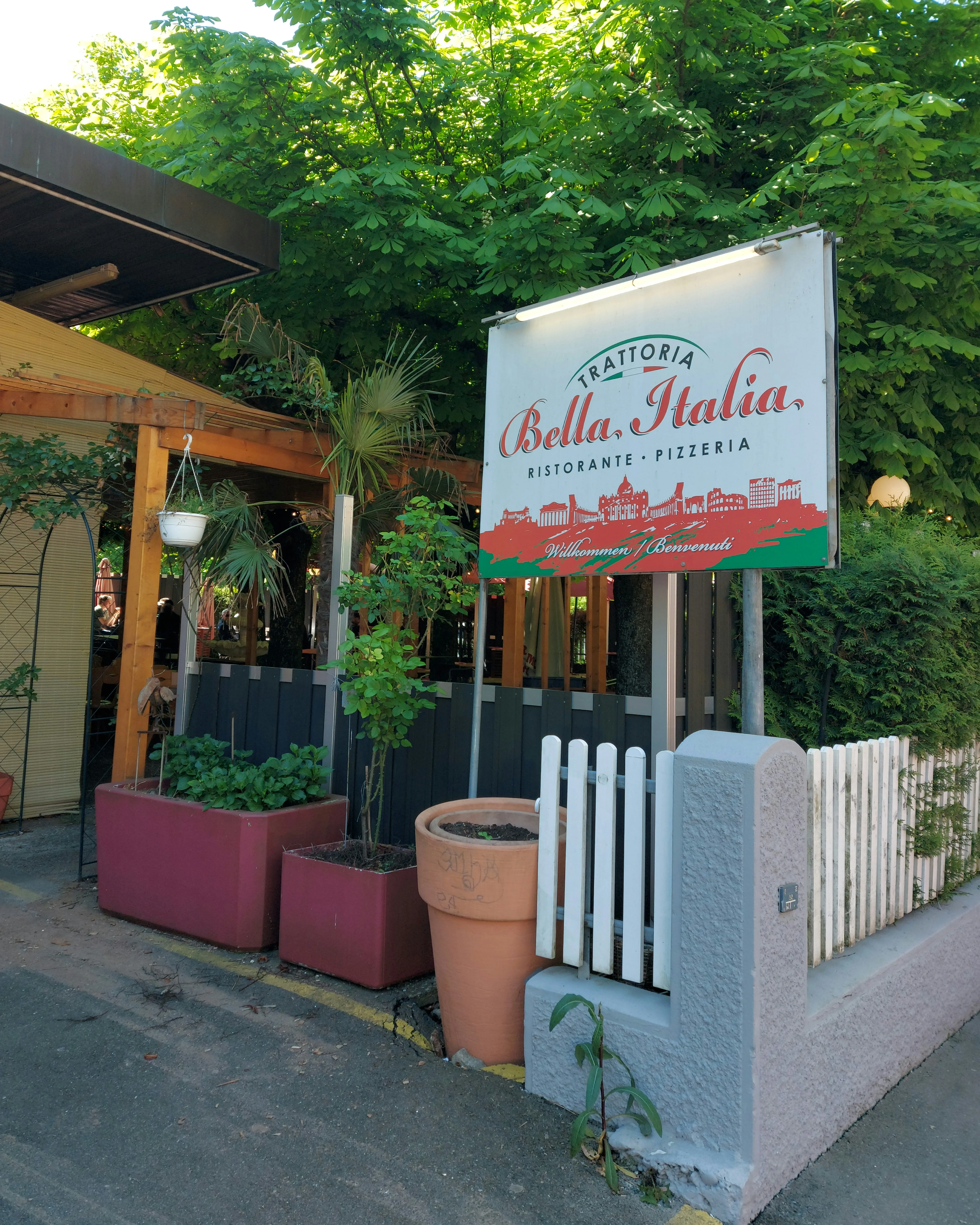 Entrance to the terrace at Trattoria Bella Italia