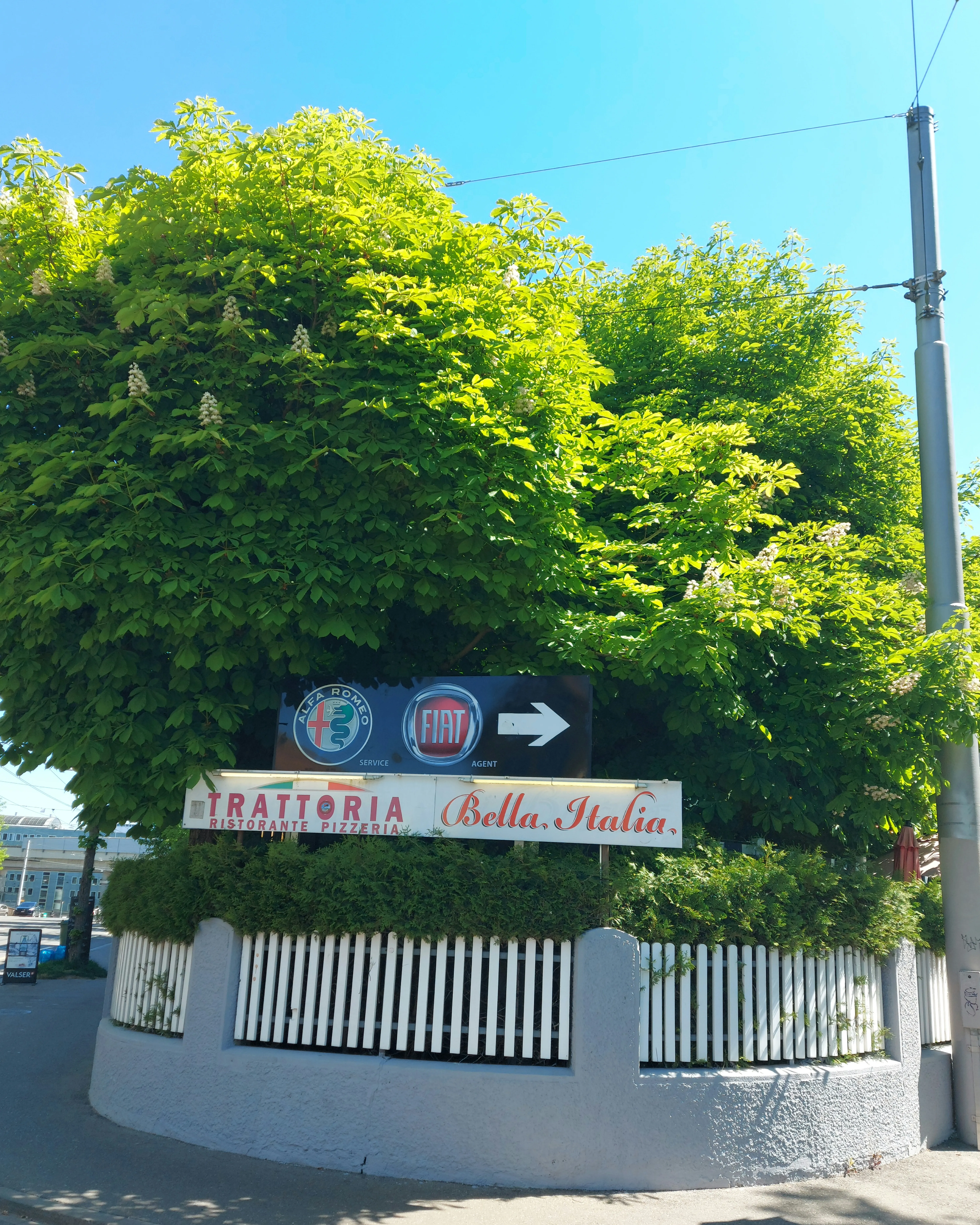Restaurant sign of Trattoria Bella Italia