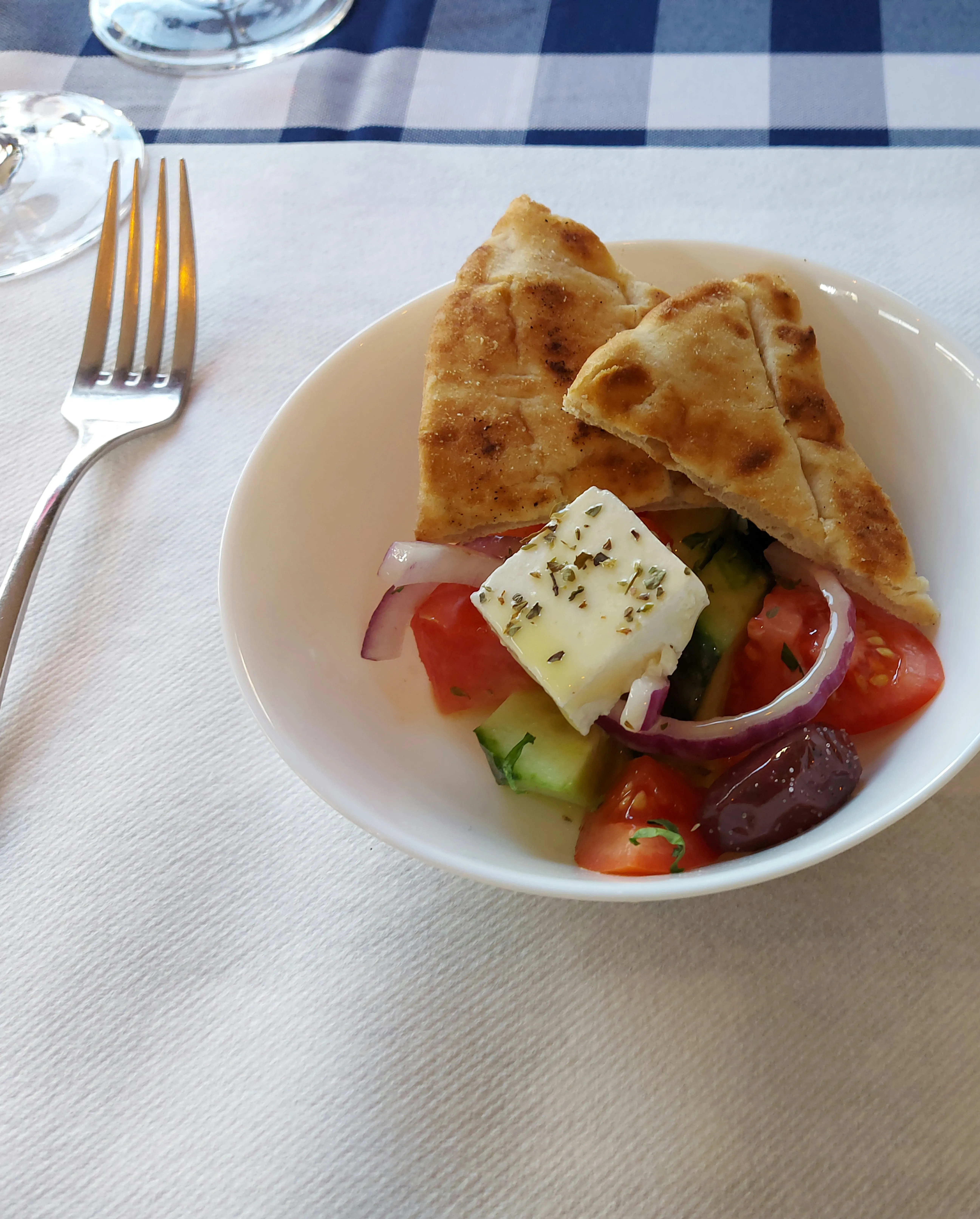 Greek salad with feta at Little Greek Taverna
