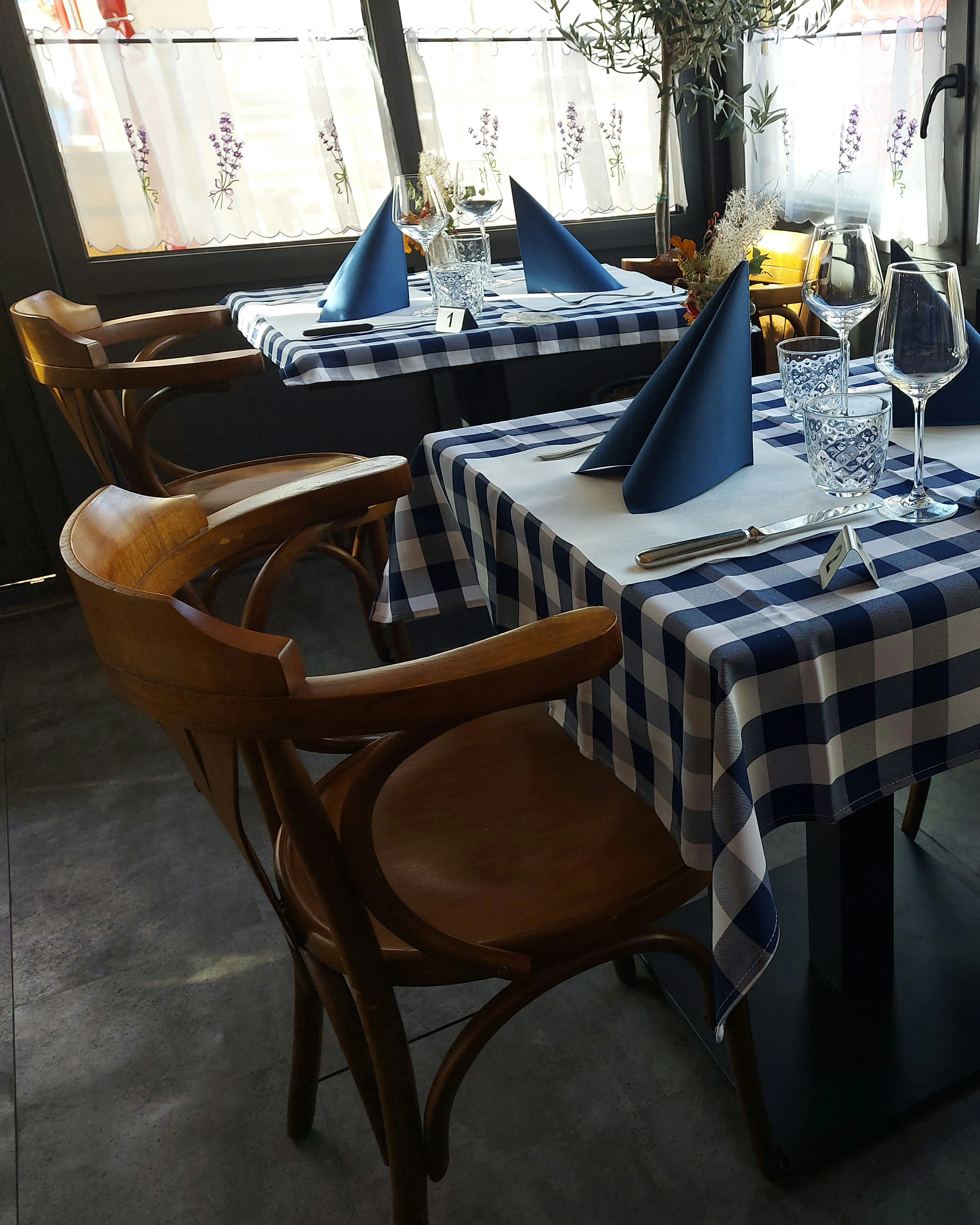 Set tables at Little Greek Taverna